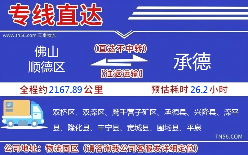 佛山顺德区到承德物流公司