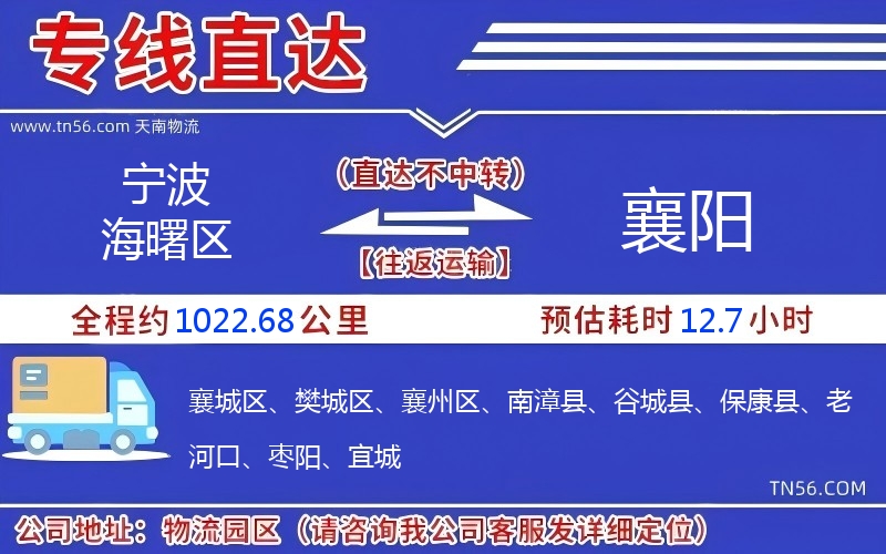 宁波海曙区到襄阳物流公司