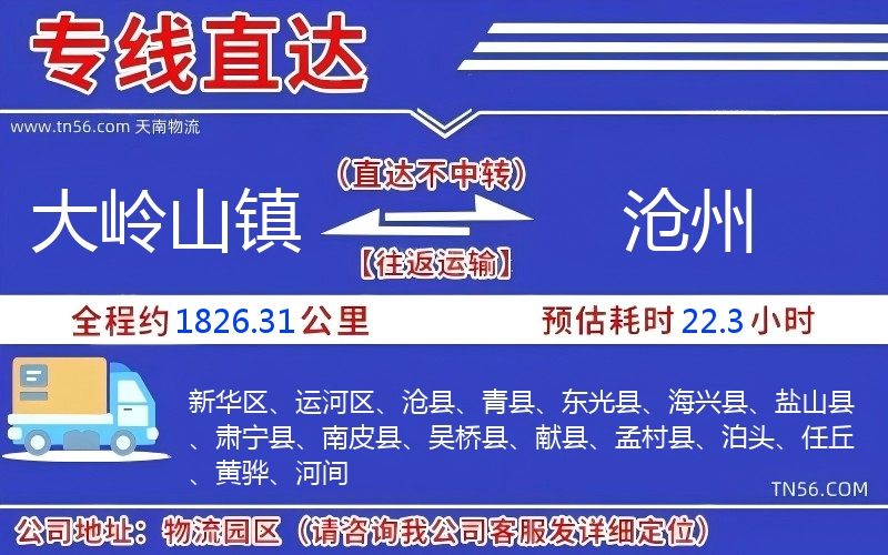 大岭山镇到沧州物流公司