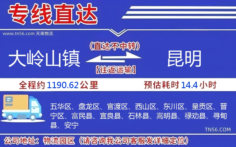 大岭山镇到昆明物流公司