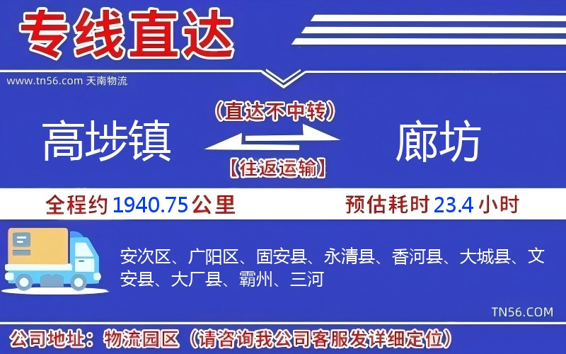高埗镇到廊坊物流公司