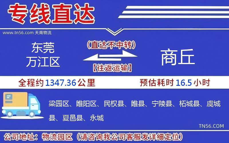 东莞万江区到商丘物流公司