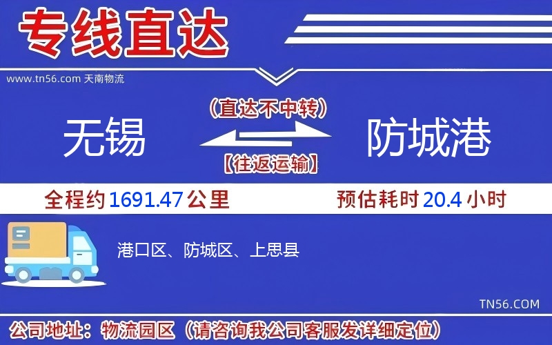 无锡到防城港物流公司
