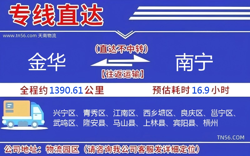 金华到南宁物流公司 金华到南宁物流公司